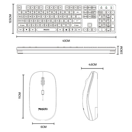 Yesido KB42 2.4G Business Wireless Keyboard Mouse Set, Version:English Version(Black)