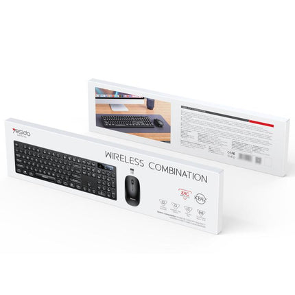 Yesido KB42 2.4G Business Wireless Keyboard Mouse Set, Version:English Version(Black)