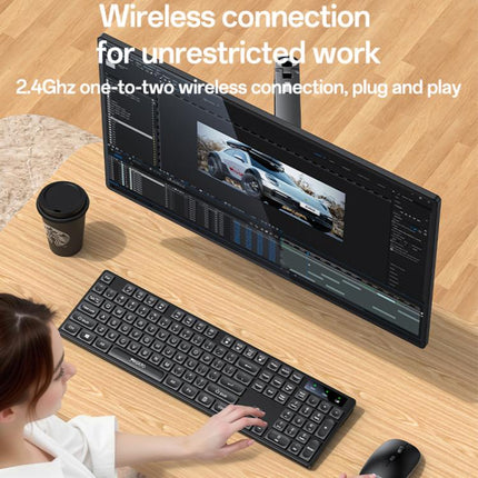 Yesido KB42 2.4G Business Wireless Keyboard Mouse Set, Version:English Version(Black)