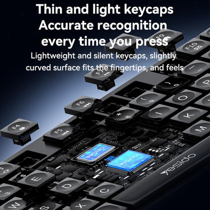 Yesido KB42 2.4G Business Wireless Keyboard Mouse Set, Version:English Version(Black)