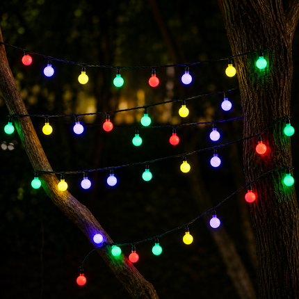 Ball Shape 30 LEDs Outdoor Waterproof Christmas Festival Decoration Solar Lamp String(Colour)
