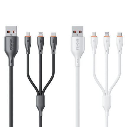 WK WDC-79 3 in 1 Kinkong Flash Series 1.2m 66W PVC Fast Charging Data Cable, Interface:USB to Type-C+8 Pin+Micro(Black)