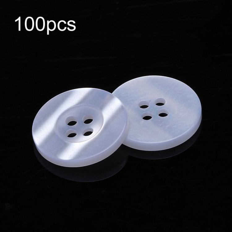 100pcs Pearlescent Resin 4-Hole Buttons Round Decorative Buttons For Shirt Cuffs, Spec: Wide Edge 1.25cm