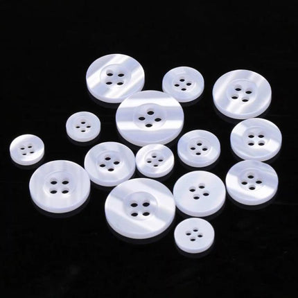 100pcs Pearlescent Resin 4-Hole Buttons Round Decorative Buttons For Shirt Cuffs, Spec: Wide Edge 1.5cm