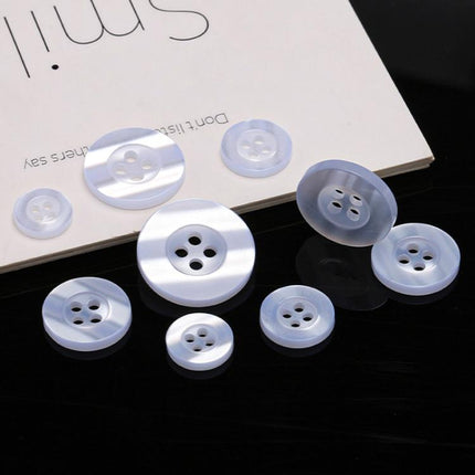 100pcs Pearlescent Resin 4-Hole Buttons Round Decorative Buttons For Shirt Cuffs, Spec: Wide Edge 1.5cm