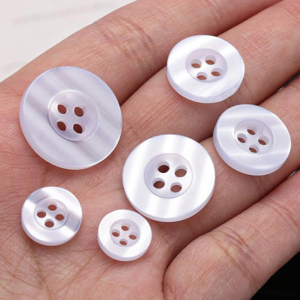 100pcs Pearlescent Resin 4-Hole Buttons Round Decorative Buttons For Shirt Cuffs, Spec: Wide Edge 1.5cm