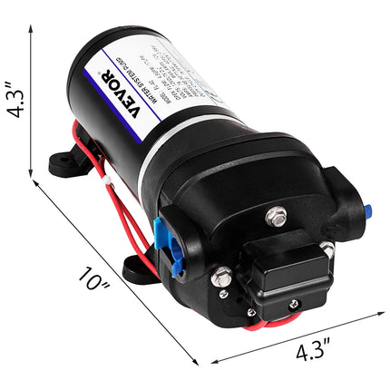 VEVOR Water Pressure Diaphragm Pump, 12V FL-40 High Pressure Diaphragm Water Pump, 40PSI Automatic Self Priming Water Pump, 17L/MIN Misting Booster Sprayer
