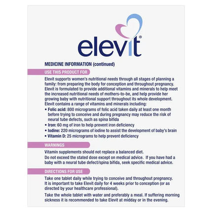 Elevit Pre-conception & Pregnancy 100 Tablets