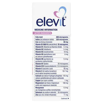Elevit Pre-conception & Pregnancy 100 Tablets