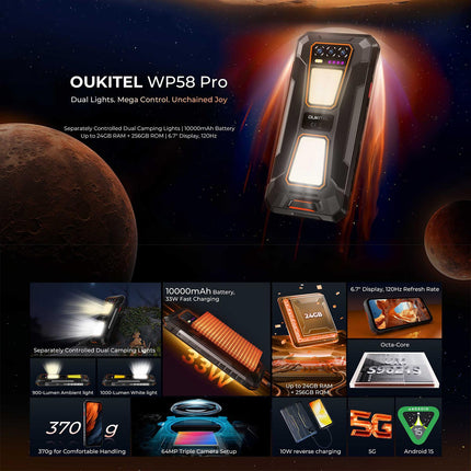 Oukitel WP58 Pro Rugged Phone, 8GB+256GB, Side Fingerprint Identification, 6.7 inch Android 15 UMS9621S Octa Core, NFC, OTG, Network: 5G (Green)