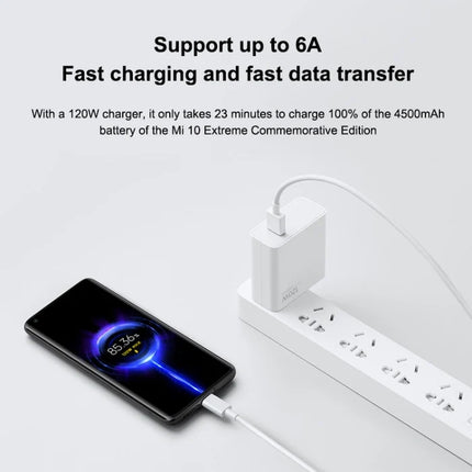 Original Xiaomi 6A USB to USB-C / Type-C Fast Charging Data Cable, Length: 1m