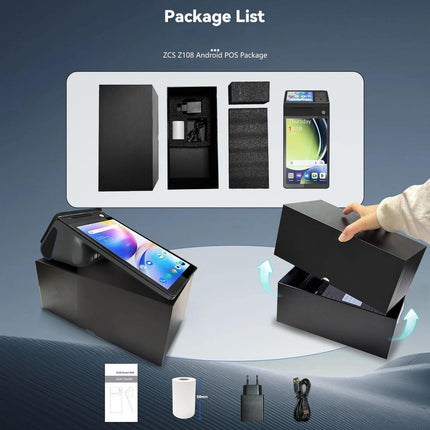 Z108 Android Handheld POS Cash Register, Dual-Screen Touch Scanning Payment Device For Supermarket & Restaurant 3.9 inch EU Plug