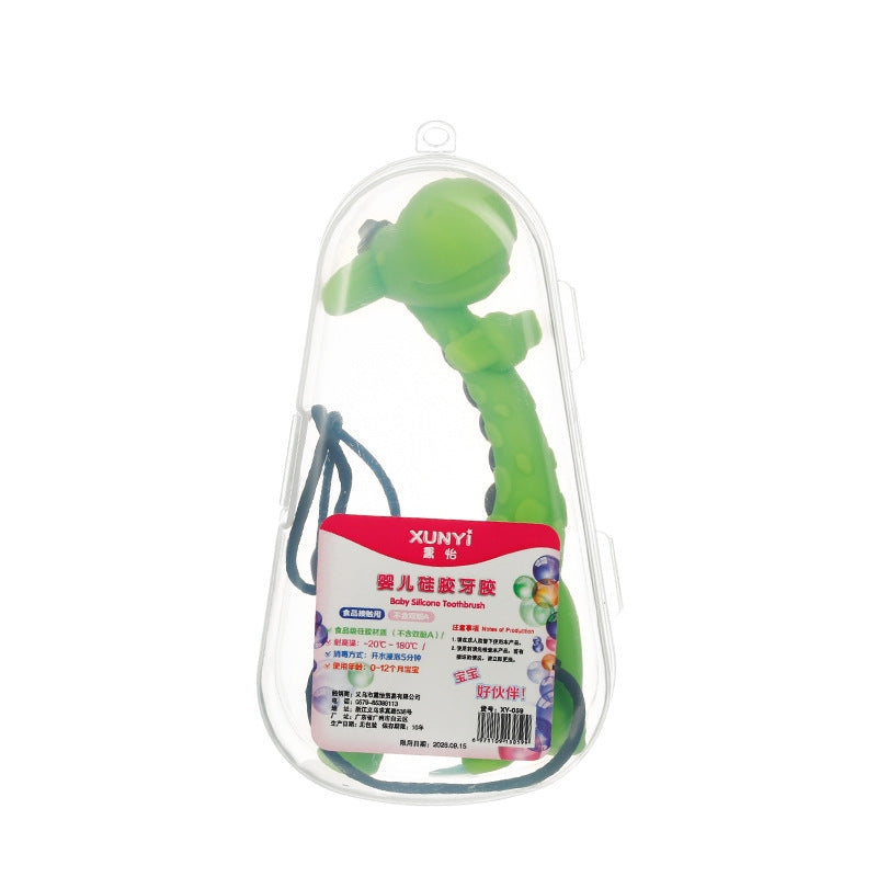 XUNYI Baby Giraffe Rattles Teether Kids Silicone Bite Toy, Spec: Drop Box Green