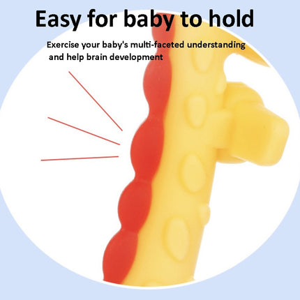 XUNYI Baby Giraffe Rattles Teether Kids Silicone Bite Toy, Spec: Drop Box Green