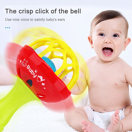 Baby Rattles Toy Intelligence Grasping Gums Plastic Hand Bell Rattle Funny Educational ToyColor Random Delivery