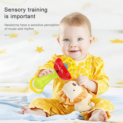 Baby Rattles Toy Intelligence Grasping Gums Plastic Hand Bell Rattle Funny Educational ToyColor Random Delivery