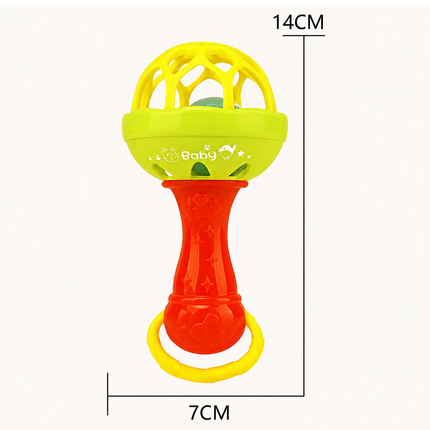 Baby Rattles Toy Intelligence Grasping Gums Plastic Hand Bell Rattle Funny Educational ToyColor Random Delivery