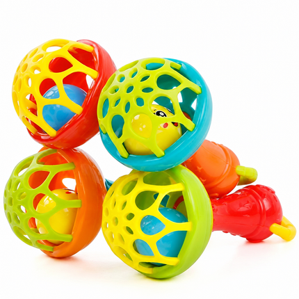 Baby Rattles Toy Intelligence Grasping Gums Plastic Hand Bell Rattle Funny Educational ToyColor Random Delivery