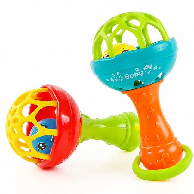 Baby Rattles Toy Intelligence Grasping Gums Plastic Hand Bell Rattle Funny Educational ToyColor Random Delivery