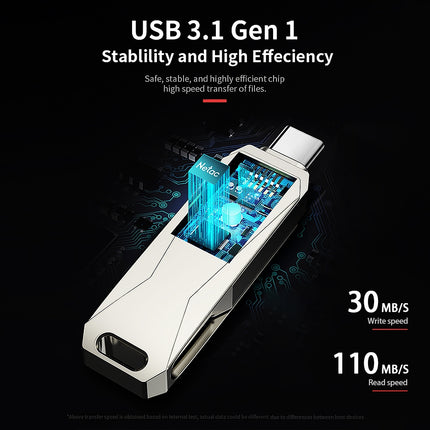 Netac U782C Type-C Dual Interface High-Speed Metal Computer USB Flash Drive, Capacity: 32GB