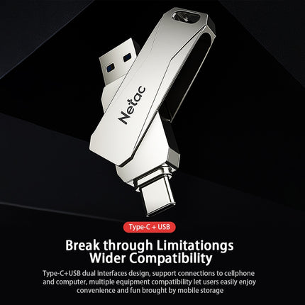 Netac U782C Type-C Dual Interface High-Speed Metal Computer USB Flash Drive, Capacity: 32GB