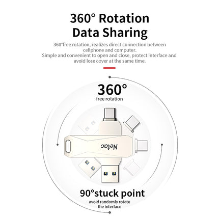 Netac U782C Type-C Dual Interface High-Speed Metal Computer USB Flash Drive, Capacity: 64GB