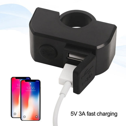 Motorcycle Dual USB Mobile Phone Charger 5V 3A Fast Charging(Black)
