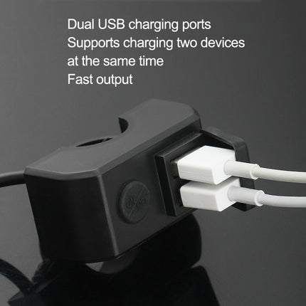 Motorcycle Dual USB Mobile Phone Charger 5V 3A Fast Charging(Black)