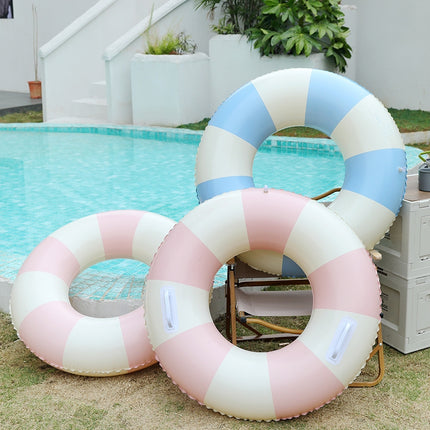 Thickened Outdoor Water Sports Children Swimming Ring, Outer Diameter: 90cm with Handle(Blue Grid)
