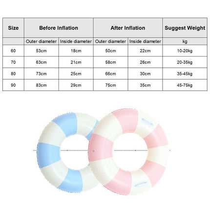 Thickened Outdoor Water Sports Children Swimming Ring, Outer Diameter: 90cm with Handle(Blue Grid)