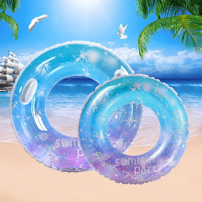 Sequins Starry Sky Mermaid Adult Swimming Ring Children Armpit Swimming Ring, Size: 90cm (With Handle)