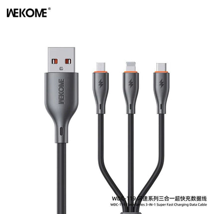 WDC-119 Super Fast Charging PVC Data Cable 66W (3-in-1)
