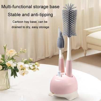Silicone Rotating Multifunction Cleaning Cup Brush Set Bottle Nipple Straw Cleaner Brush(Bent Handle Green)