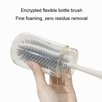 Silicone Rotating Multifunction Cleaning Cup Brush Set Bottle Nipple Straw Cleaner Brush(Bent Handle Green)