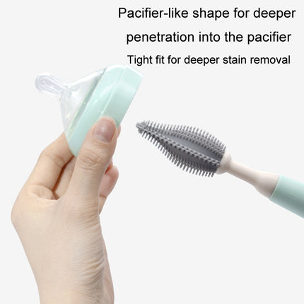 Silicone Rotating Multifunction Cleaning Cup Brush Set Bottle Nipple Straw Cleaner Brush(Bent Handle Green)