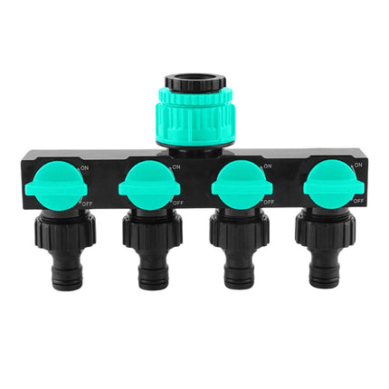 4-Way Water Tap Splitter With On-Off Switch 1 Inlet 4 Outlets Quick Connect Valve Connector(Blue)