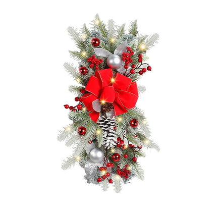 Christmas Wreath Rattan Door Pendant Decoration, Style: K1-25 Warm Light 45cm