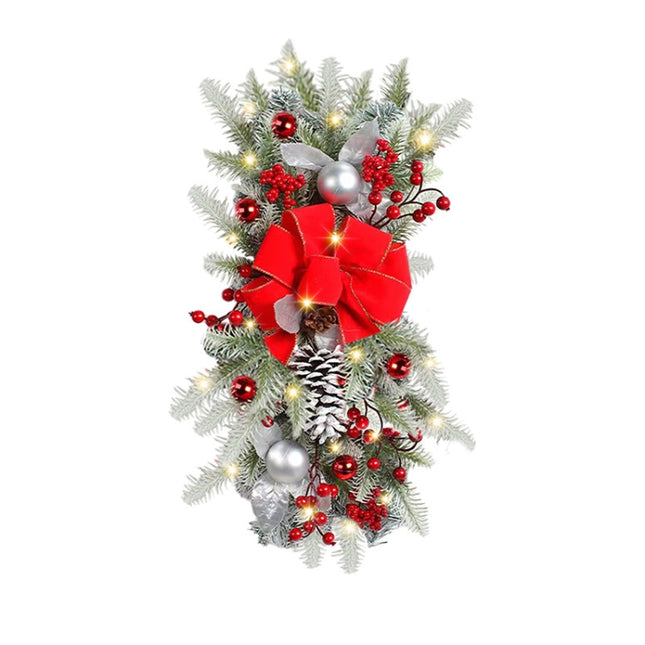 Christmas Wreath Rattan Door Pendant Decoration, Style: K1-25 Warm Light 45cm