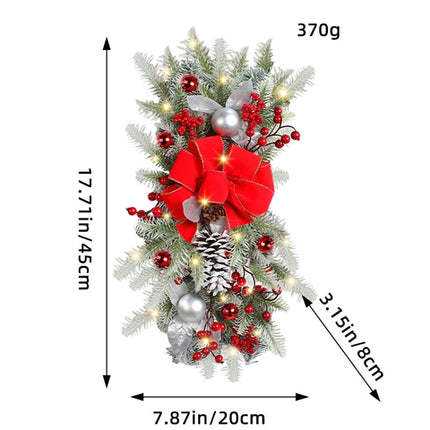 Christmas Wreath Rattan Door Pendant Decoration, Style: K1-25 Warm Light 45cm