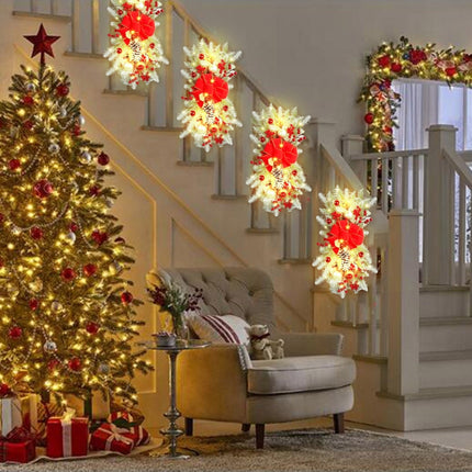 Christmas Wreath Rattan Door Pendant Decoration, Style: K1-25 Warm Light 45cm
