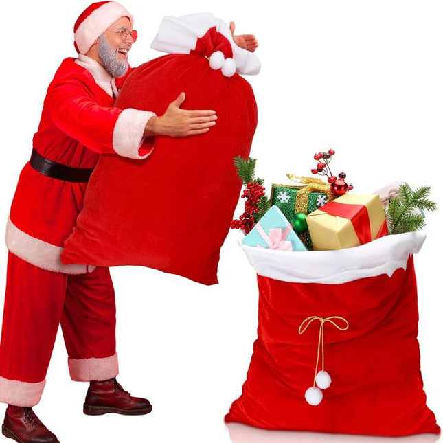 70x100cm Velvet Santa Drawstring Bag Jumbo Holiday Candy Sack Christmas Gift Bags With Cinch Closure