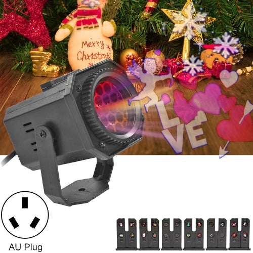 8W Christmas Colorful Rotating Laser Atmosphere Light Random Pattern Delivery AU Plug with 6 Cards