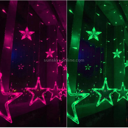 8-Mode Colorful 10 Stars Style Light Christmas Decorative Icicles Strip Light, EU Plug