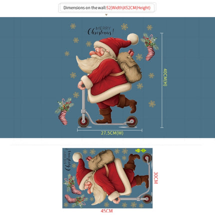 30x45cm Skateboard Santa Claus Mall Glass Window Christmas Decoration Wall Stickers
