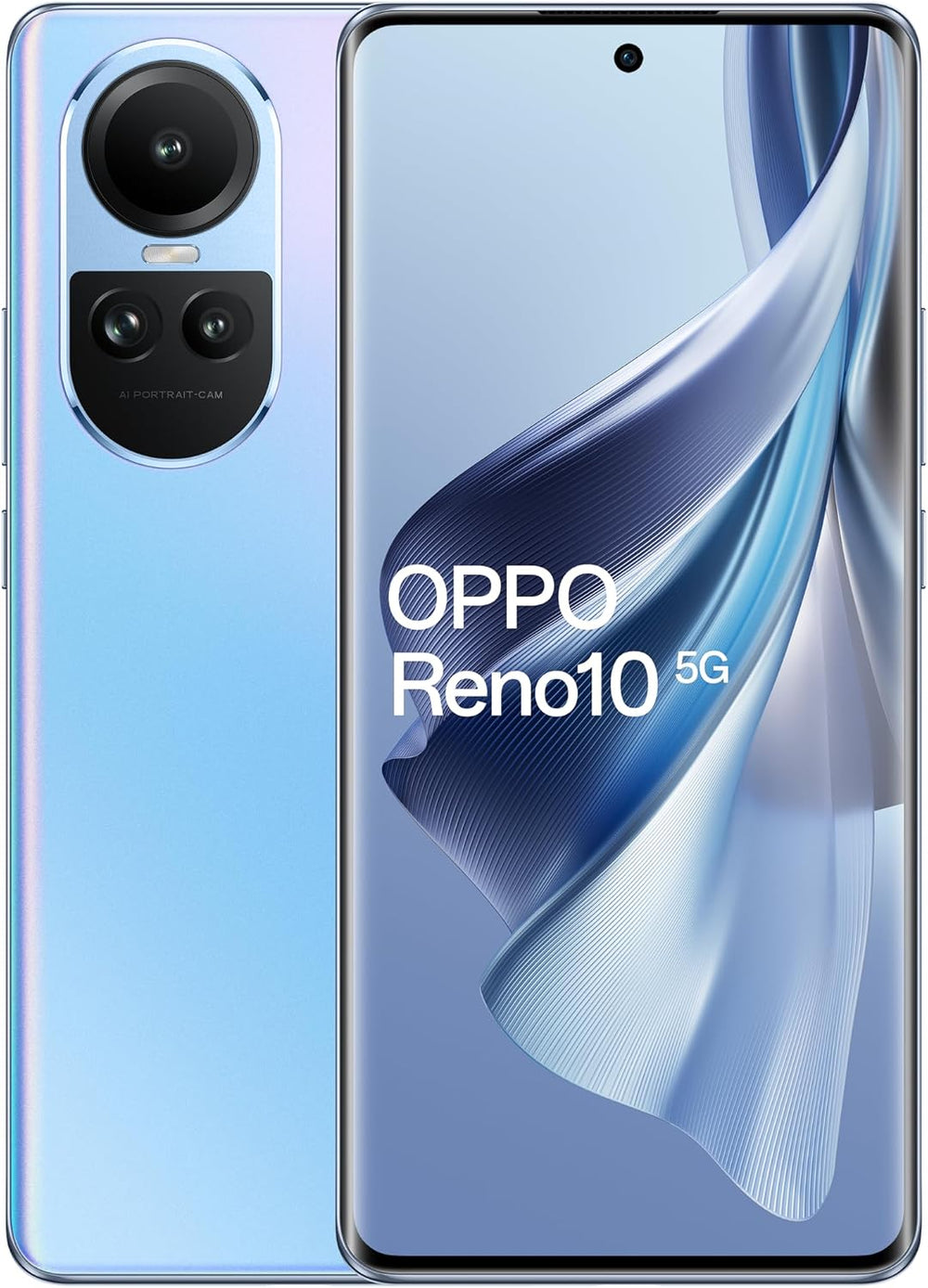 Oppo Reno 10 5G Smartphone (Ex-Display) – 256GB Storage, 8GB RAM, 6.7" Screen, 5000mAh Battery – Ice Blue