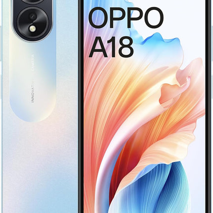 OPPO A18 4G LTE Smartphone – 128GB Storage, 4GB RAM, 6.56" Screen, 5000mAh Battery – Glowing Blue