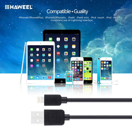 HAWEEL 1m High Speed 35 Cores 8 Pin to USB Sync Charging Cable (Black)