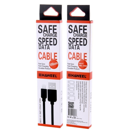 HAWEEL 1m High Speed 35 Cores 8 Pin to USB Sync Charging Cable (Black)