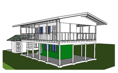 Low cost double storey wooden house design, L10.8 x W6.7, 72.306 square meters