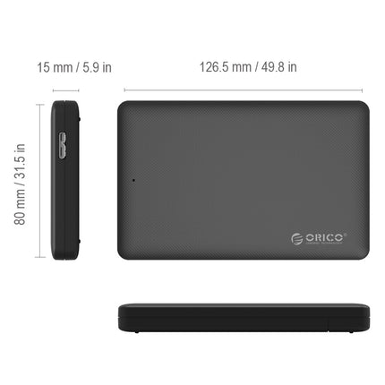 ORICO 2577U3 Grid Texture Design 2.5 inch ABS USB 3.0 Hard Drive Enclosure Box(Black)